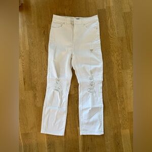 EXPRESS modern straight super high rise white jeans